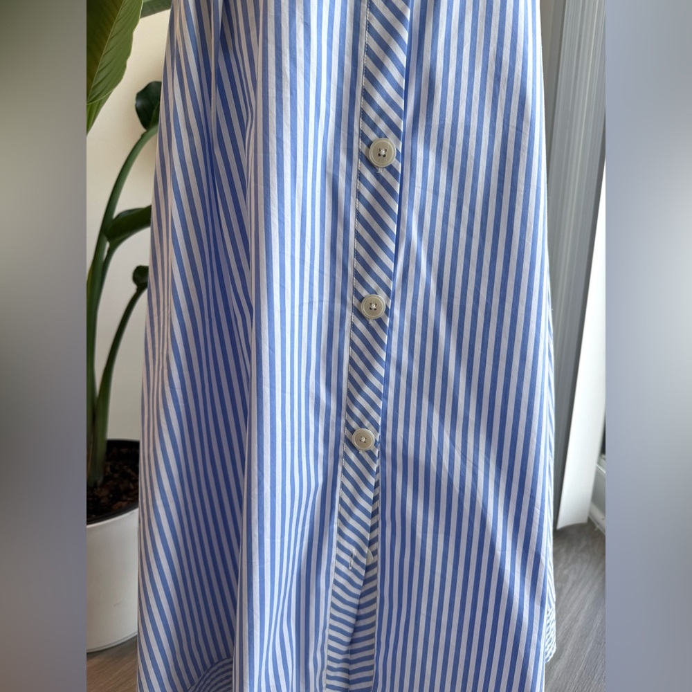 CK Bradley Blue Striped Midi Shirt Dress - Classic Button-Front - Picture 5 of 9